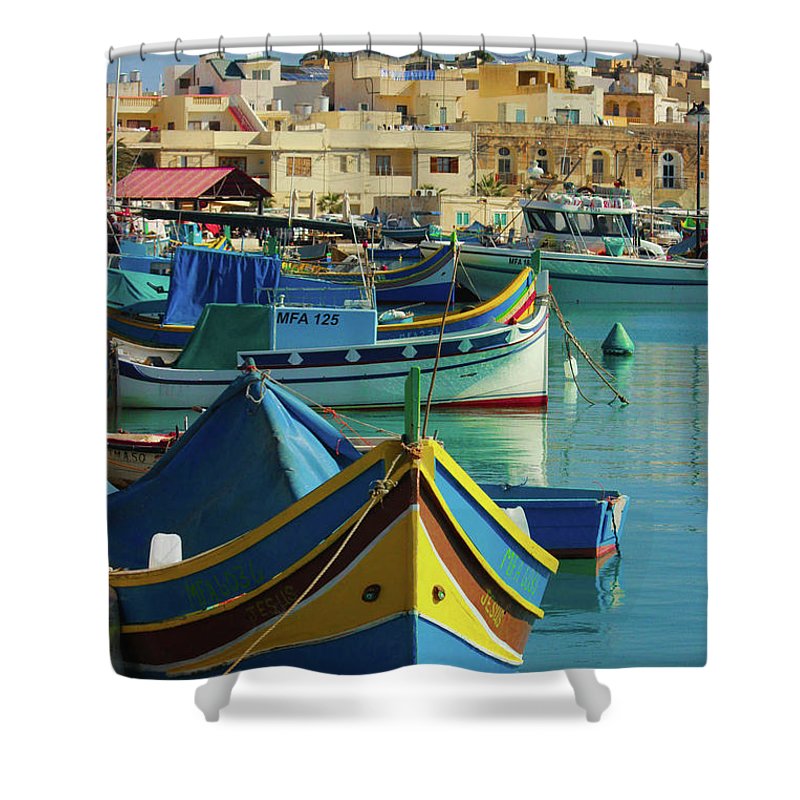 Largest Fishing Harbour Of Malta - Shower Curtain