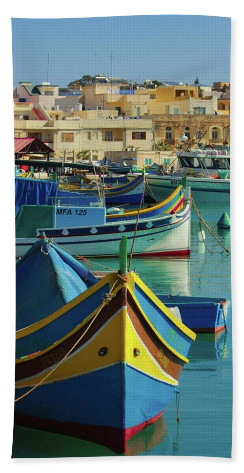 Largest Fishing Harbour Of Malta - Beach Towel