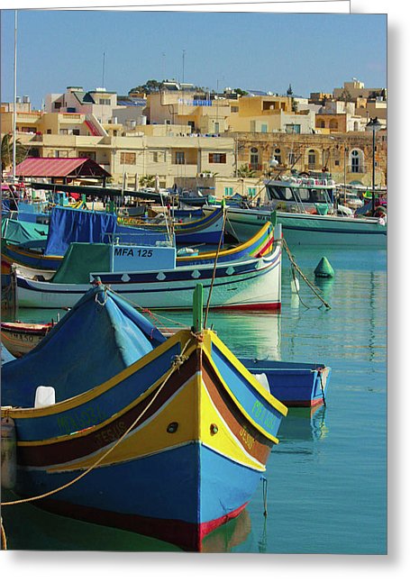 Largest Fishing Harbour Of Malta - Greeting Card