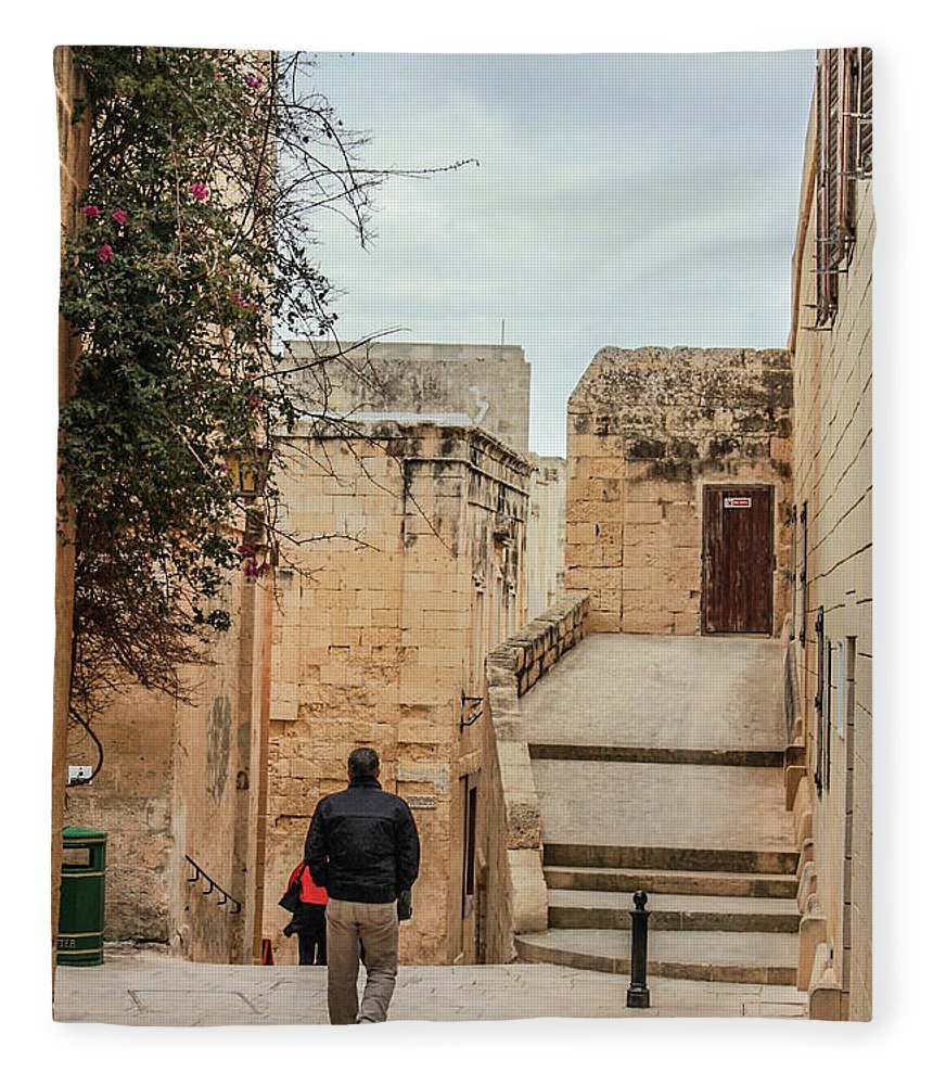 On The Streets Of Mdina Malta - Blanket