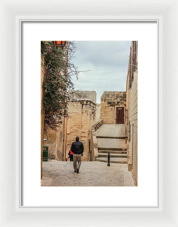 On The Streets Of Mdina Malta - Framed Print