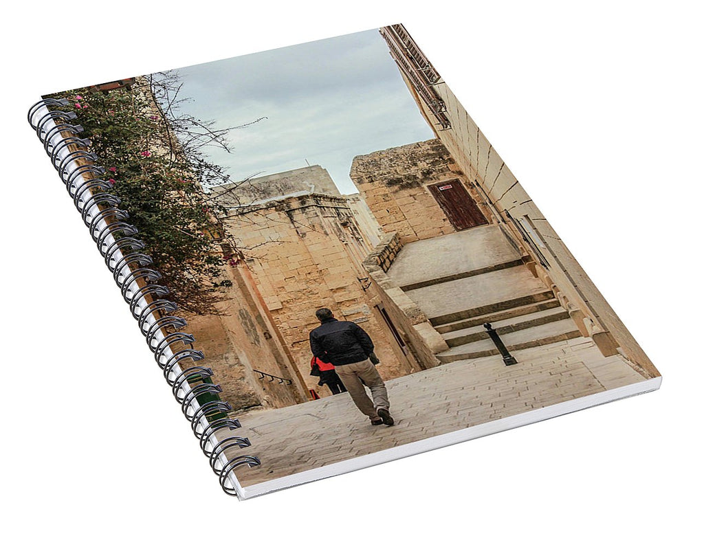 On The Streets Of Mdina Malta - Spiral Notebook