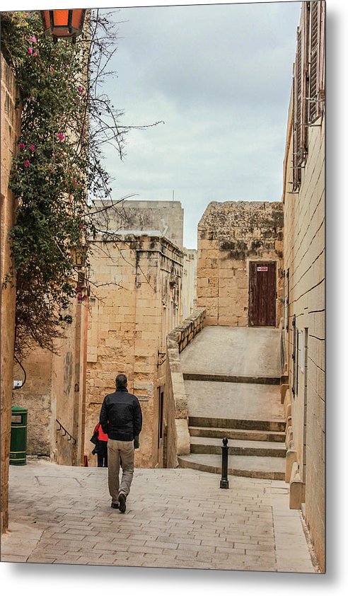 On The Streets Of Mdina Malta - Metal Print