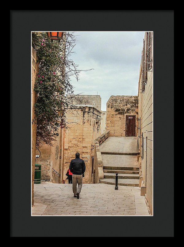 On The Streets Of Mdina Malta - Framed Print