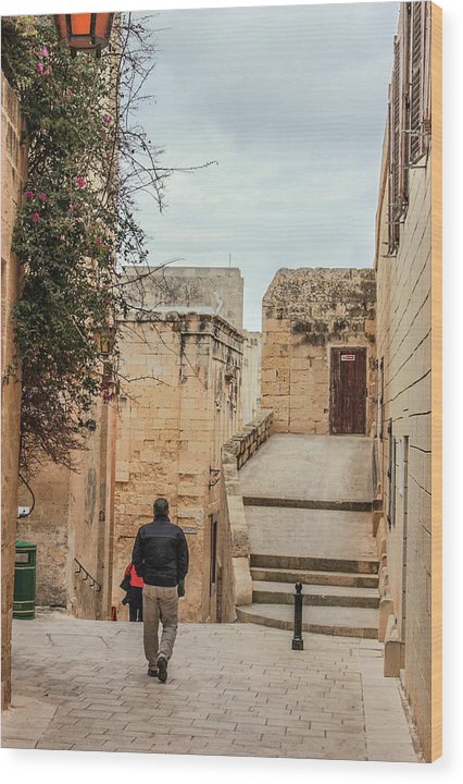 On The Streets Of Mdina Malta - Wood Print