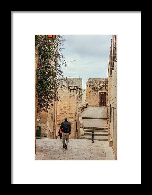 On The Streets Of Mdina Malta - Framed Print