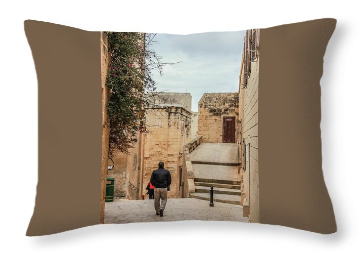 On The Streets Of Mdina Malta - Throw Pillow