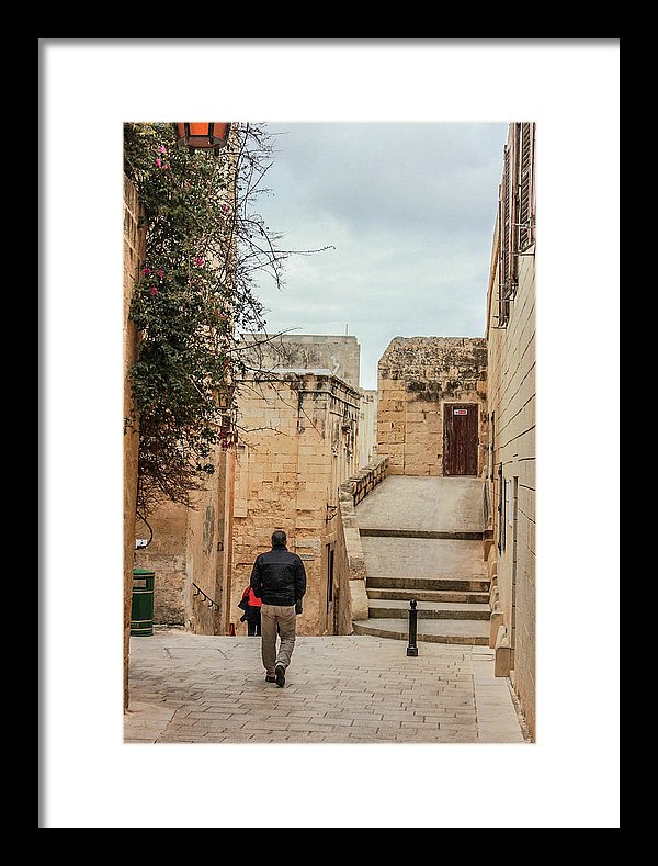 On The Streets Of Mdina Malta - Framed Print