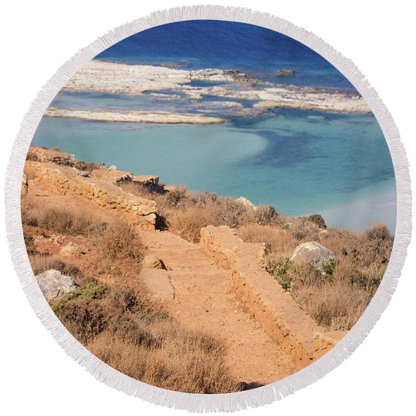 Pathway To The Sea - Round Beach Towel