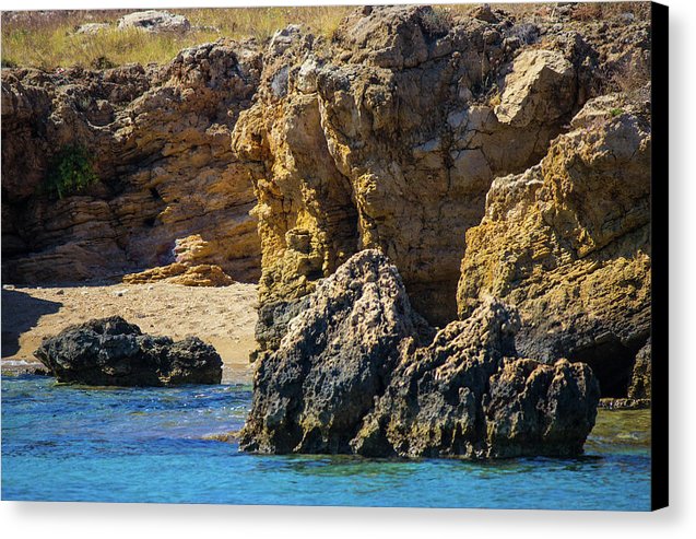 Rocks And Sea Of Spinalonga - Canvas Print