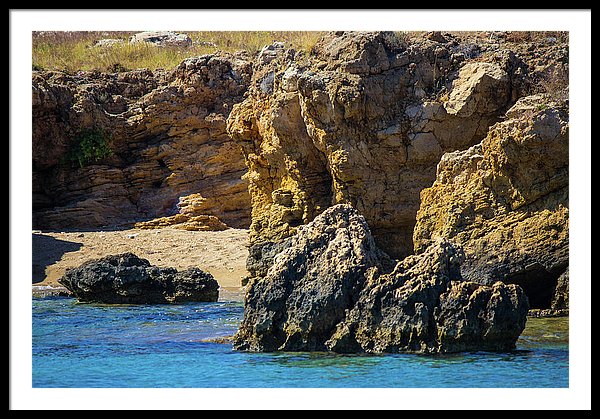 Rocks And Sea Of Spinalonga - Framed Print