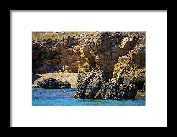 Rocks And Sea Of Spinalonga - Framed Print