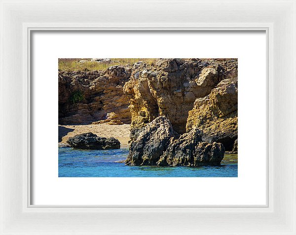 Rocks And Sea Of Spinalonga - Framed Print