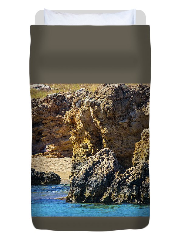 Rocks And Sea Of Spinalonga - Duvet Cover