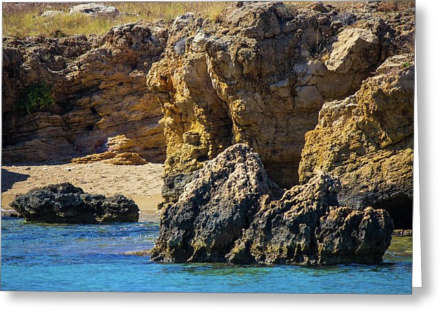 Rocks And Sea Of Spinalonga - Greeting Card