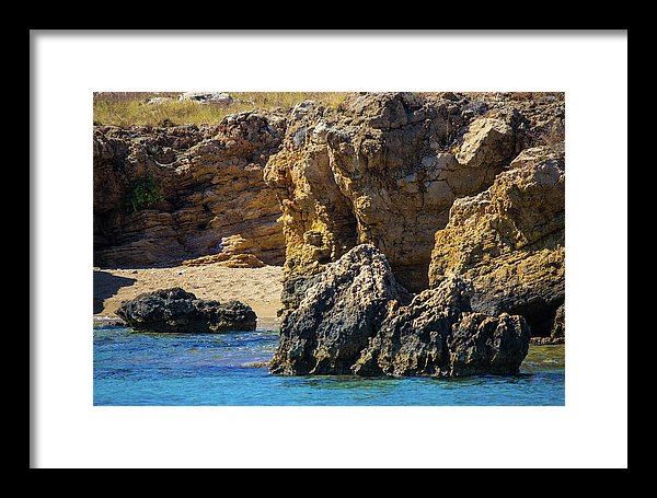 Rocks And Sea Of Spinalonga - Framed Print