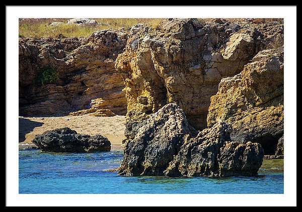 Rocks And Sea Of Spinalonga - Framed Print