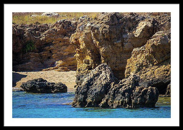 Rocks And Sea Of Spinalonga - Framed Print