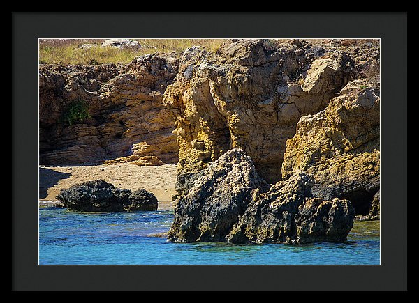 Rocks And Sea Of Spinalonga - Framed Print