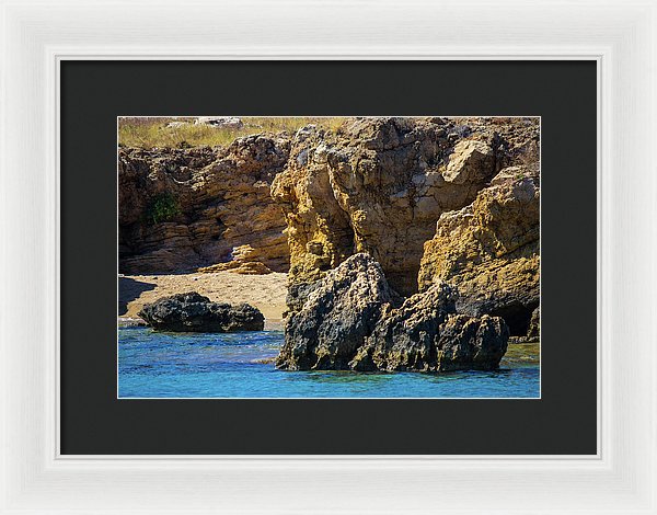 Rocks And Sea Of Spinalonga - Framed Print