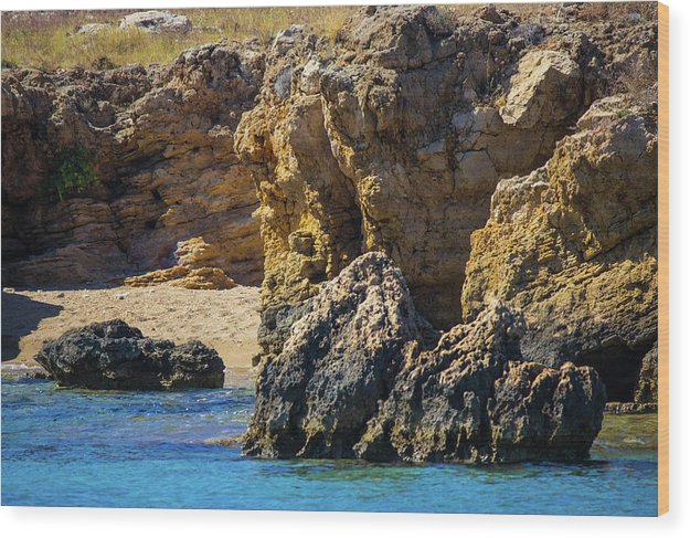 Rocks And Sea Of Spinalonga - Wood Print