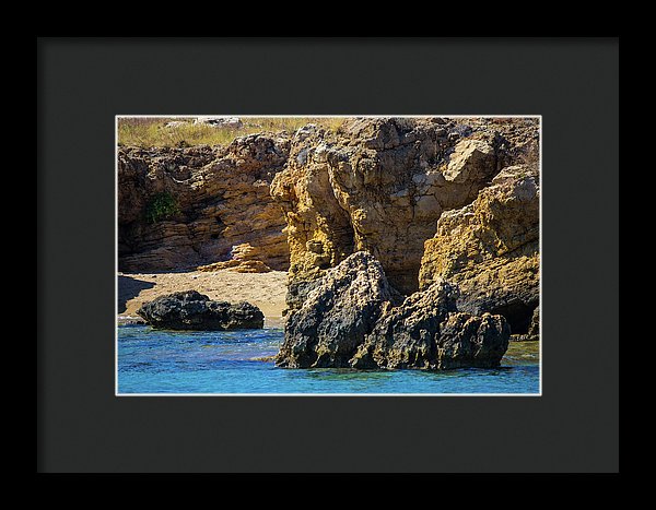 Rocks And Sea Of Spinalonga - Framed Print