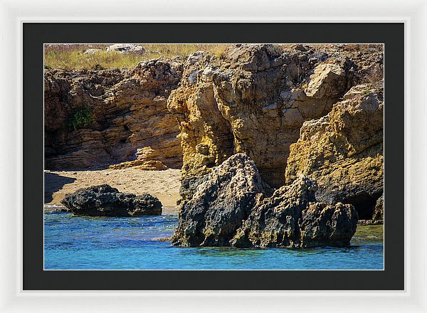 Rocks And Sea Of Spinalonga - Framed Print