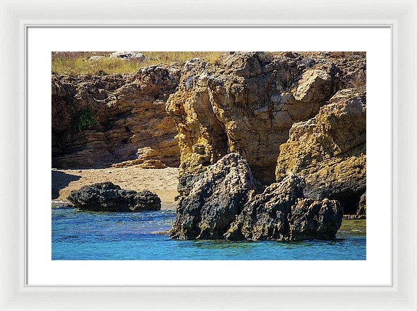 Rocks And Sea Of Spinalonga - Framed Print