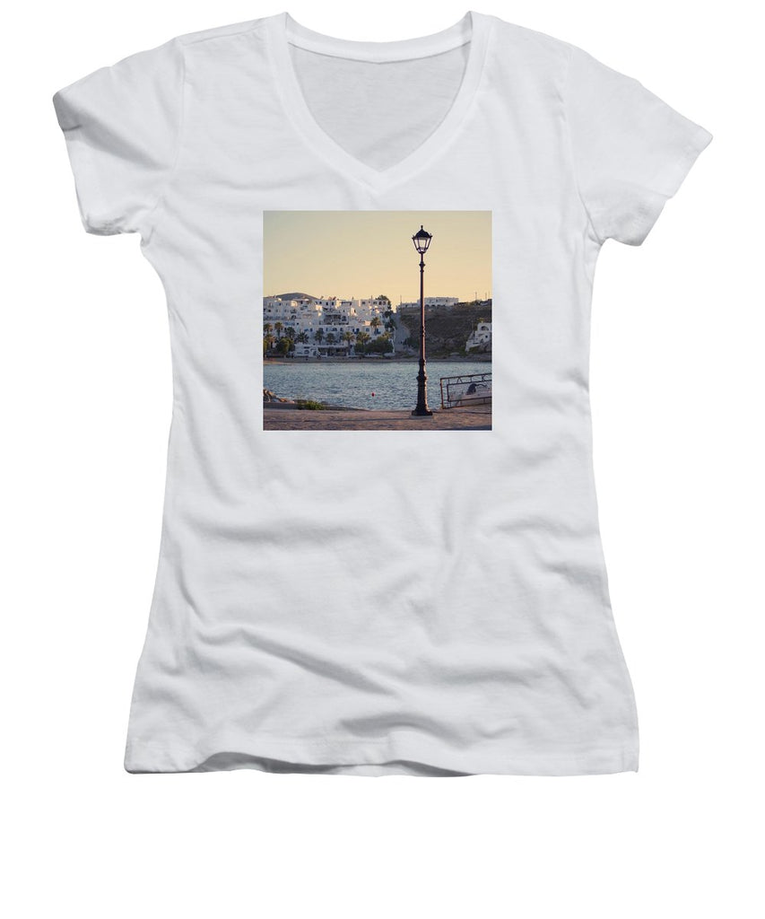 Sunset In Cyclades - Women's V-Neck