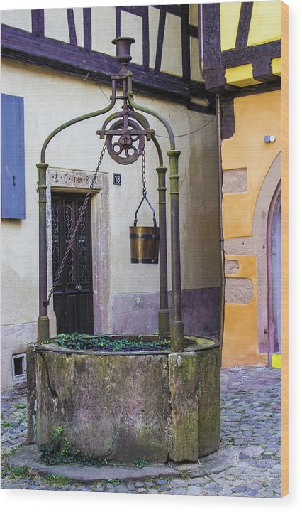The Fountain Of Riquewihr - Wood Print