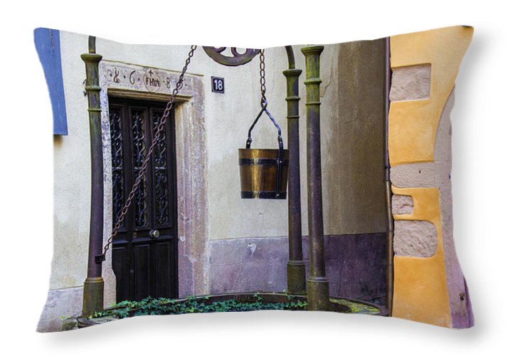 The Fountain Of Riquewihr - Throw Pillow