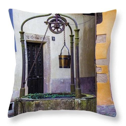 The Fountain Of Riquewihr - Throw Pillow