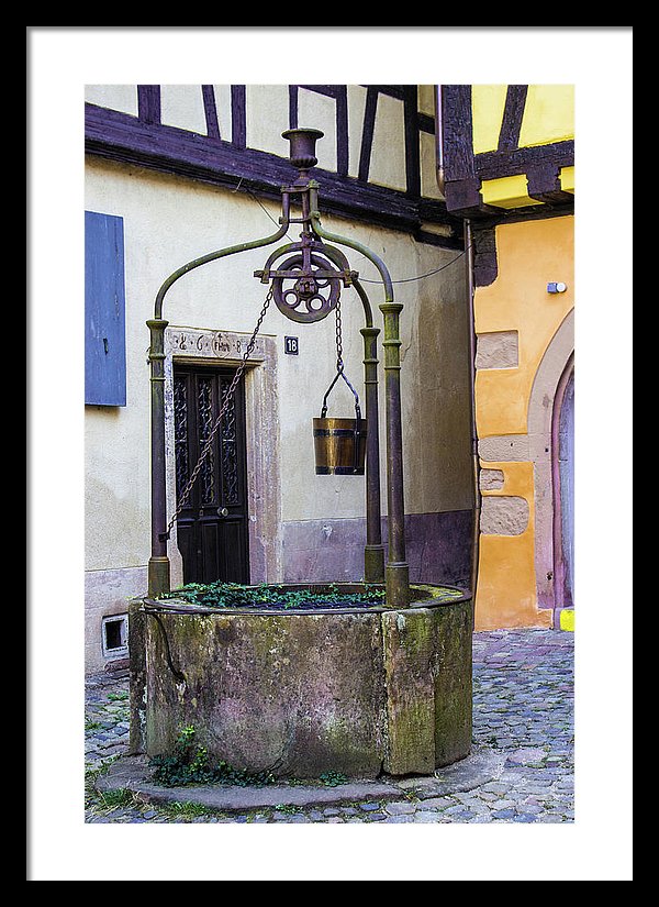 The Fountain Of Riquewihr - Framed Print