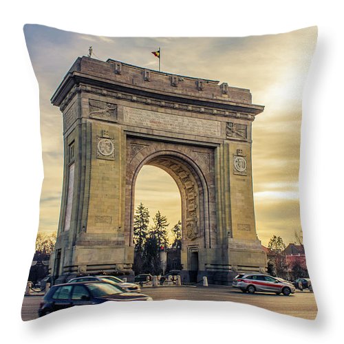 Triumphal Arch Bucharest - Throw Pillow