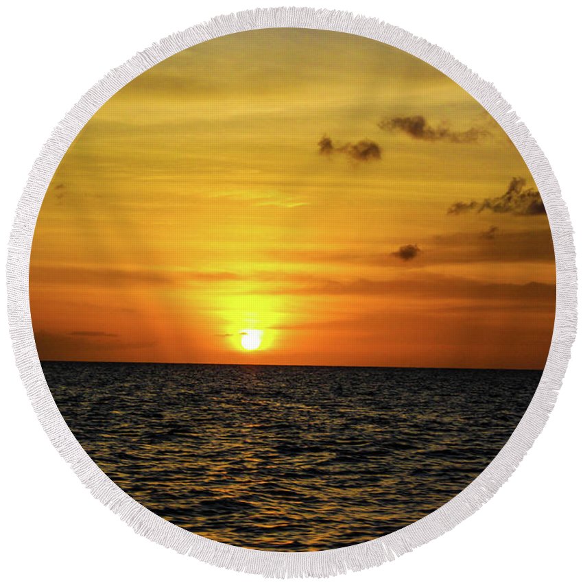 Tropical Sunset - Round Beach Towel