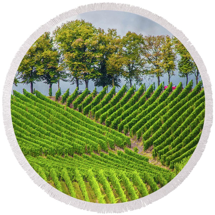 Vineyards In The Grand Duchy Of Luxembourg - Round Beach Towel