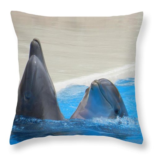 When Dolphins Dance - Throw Pillow